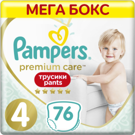 Подгузники-трусики детские «Pampers» Premium Care, размер 4, 9-15 кг, 76  шт