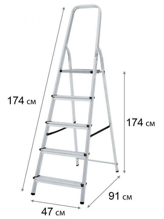 Стремянка алюминиевая, 5 ступеней, NV111, Новая высота 1110105