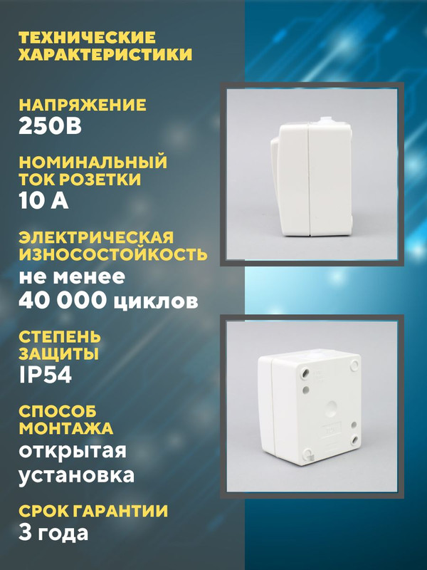 Выключатель 2-кл. (2шт) открытой установки IP54 10А белый "Вуокса" TDM SQ1803-1002(2)