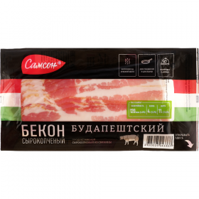 Про­дукт мясной сы­ро­коп­чё­ный из сви­ни­ны «Бекон Бу­да­пешт­ский» 140 г