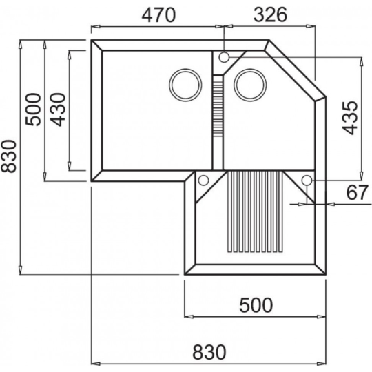 Мойка кухонная «Elleci» Tekno Corner M73, LMTCOR73, titanium