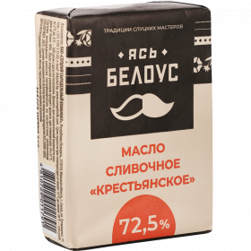 Масло сли­воч­ное «Ясь Бе­ло­ус» Кре­стьян­ское, несо­ле­ное, 72.5%, 160 г
