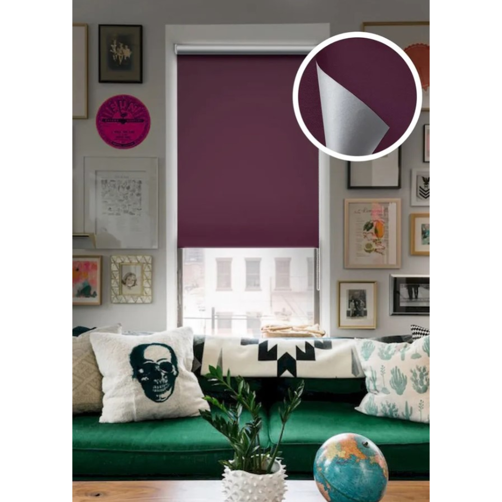 Рулонная штора «Эскар» Вlackout, 76700621601, отражающий фиолетовый,  62х170 см
