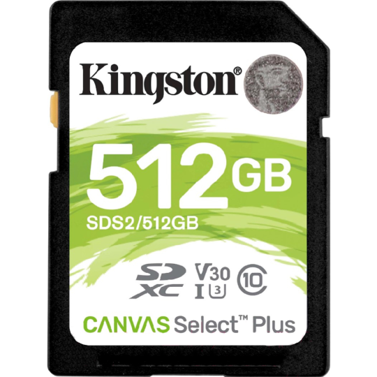 Карта памяти «Kingston» SDS2/512GB, 512GB, SDXC Canvas Select Plus 100R