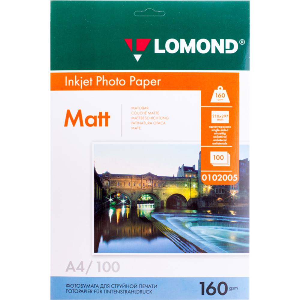 Картинка товара Фотобумага «Lomond» Inkjet Photo Paper, 0102005, A4, матовая, 100 листов 