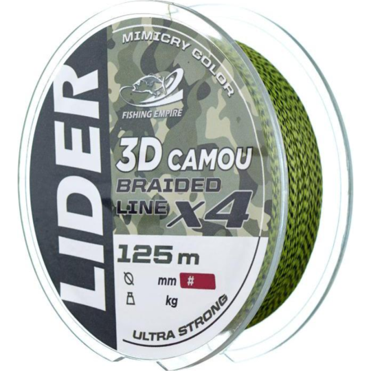 Леска плетеная «Lider» 3D Camou X4, 3DC-030, 125 м, 0.30 мм