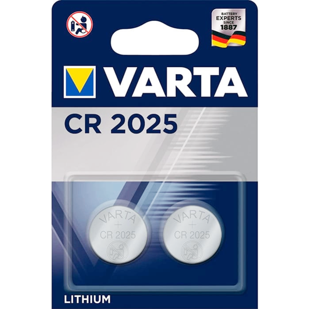 Батарейка «Varta» Lithium, CR2025 3V, 06025101402, 2 шт