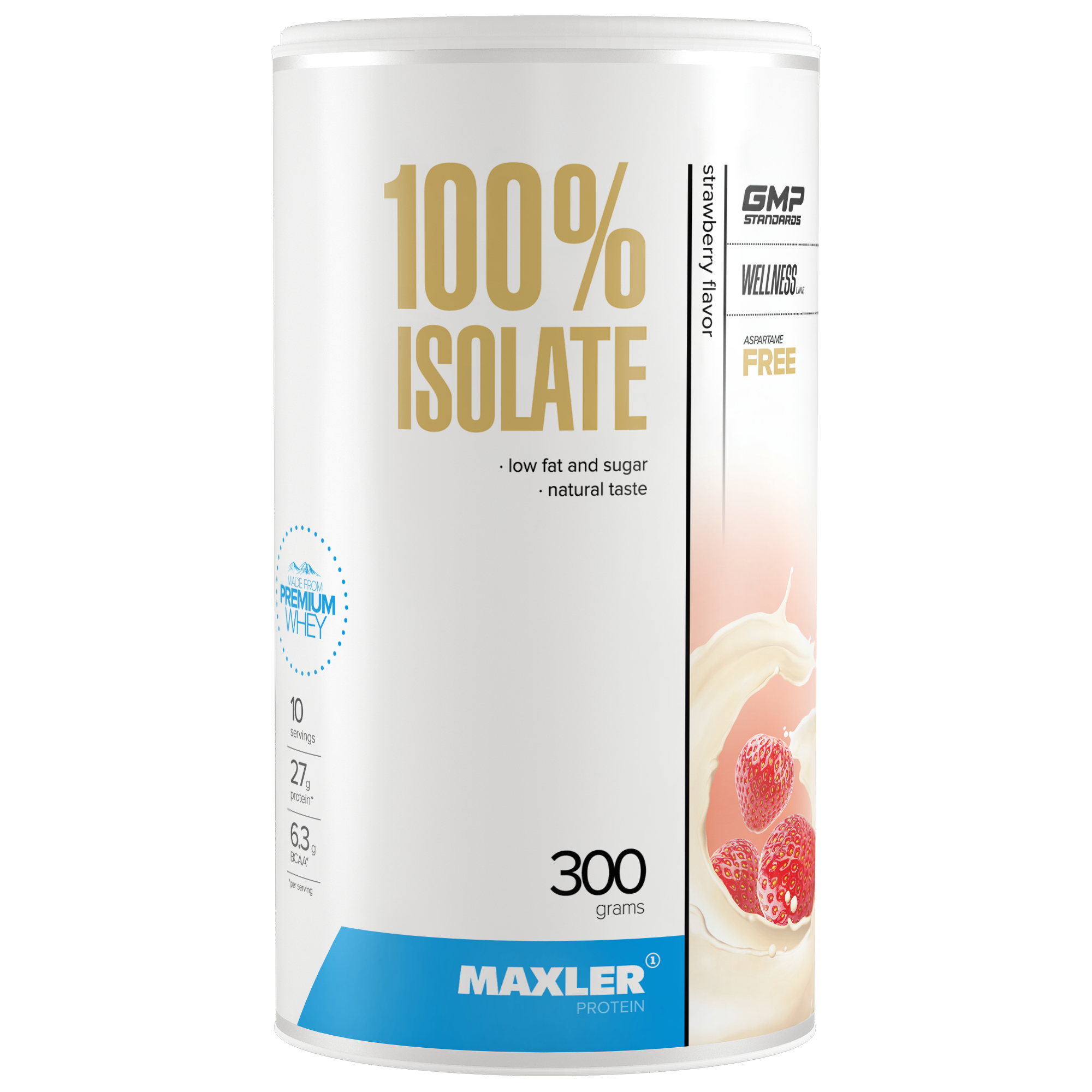 Изолят Maxler 100% Isolate (90% protein; low fat/sugar) 300 g (can) - Strawberry