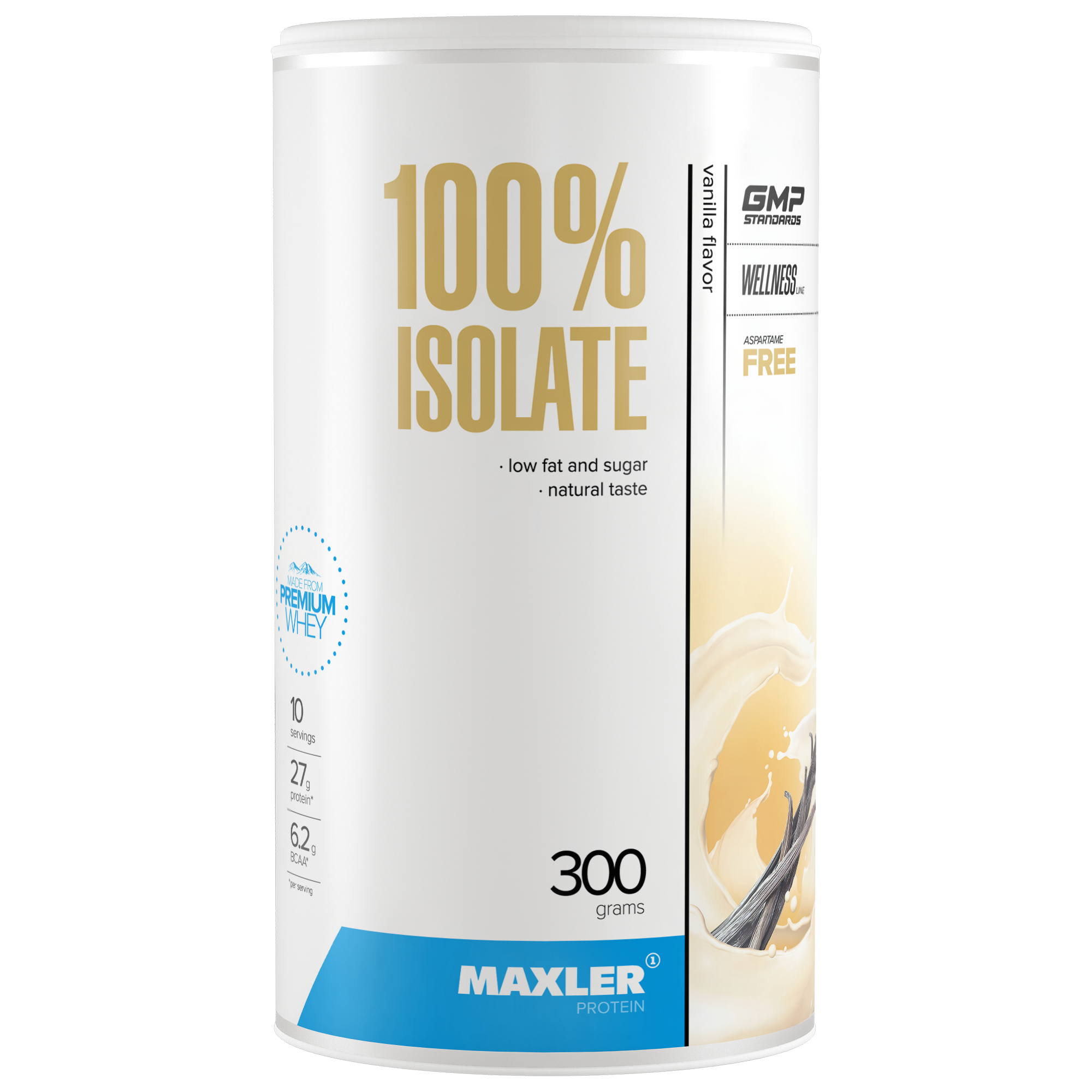 Изолят Maxler 100% Isolate (90% protein; low fat/sugar) 300 g (can) - Vanilla