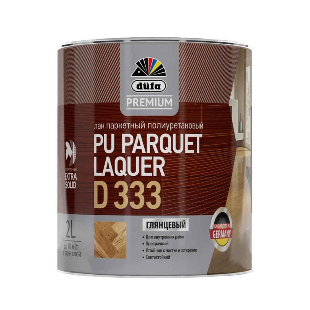 Лак паркетный полиуретановый Dufa Premium PU Parquet Laquer D333, для мебели, износостойкий, глянцевый, 2 л