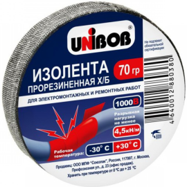 Лента изоляционная «Unibob» черная, ХБ 70г. 