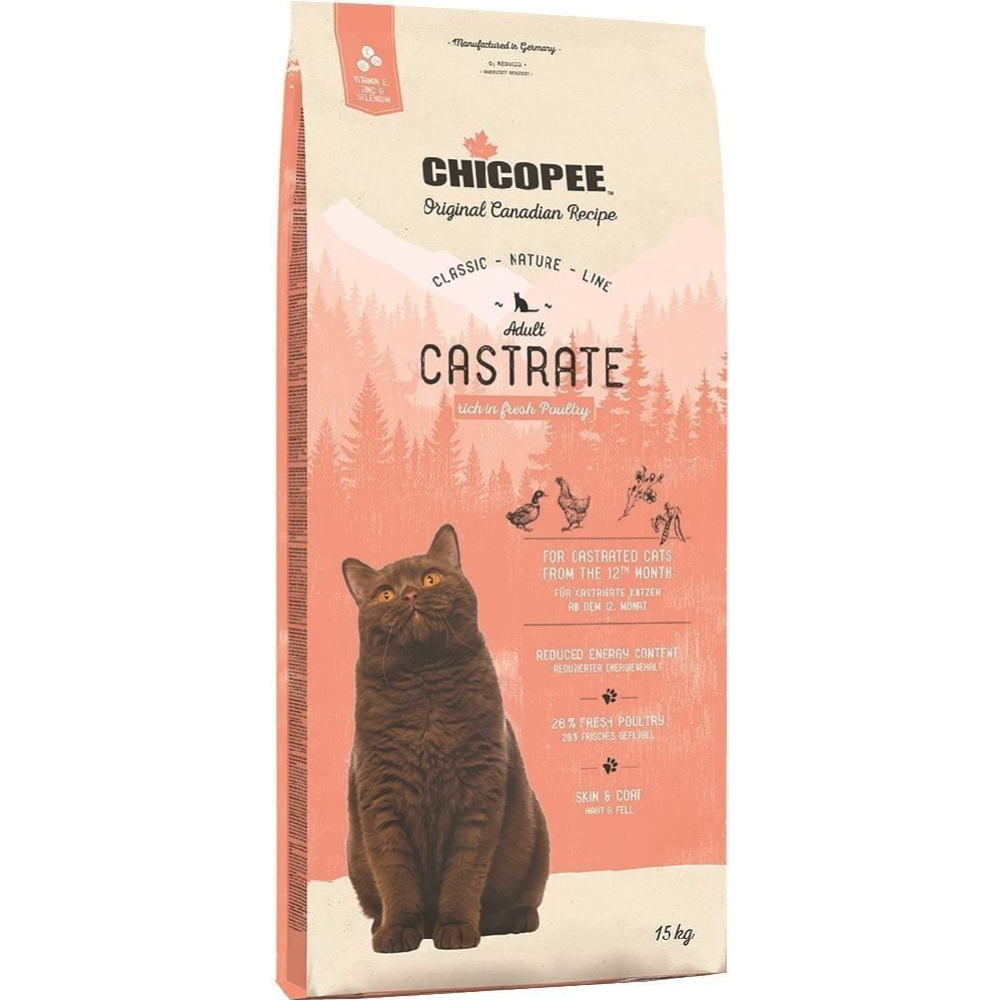 Корм для кошек «Chicopee» CNL Adult Castrate, 5289015, птица, 15 кг