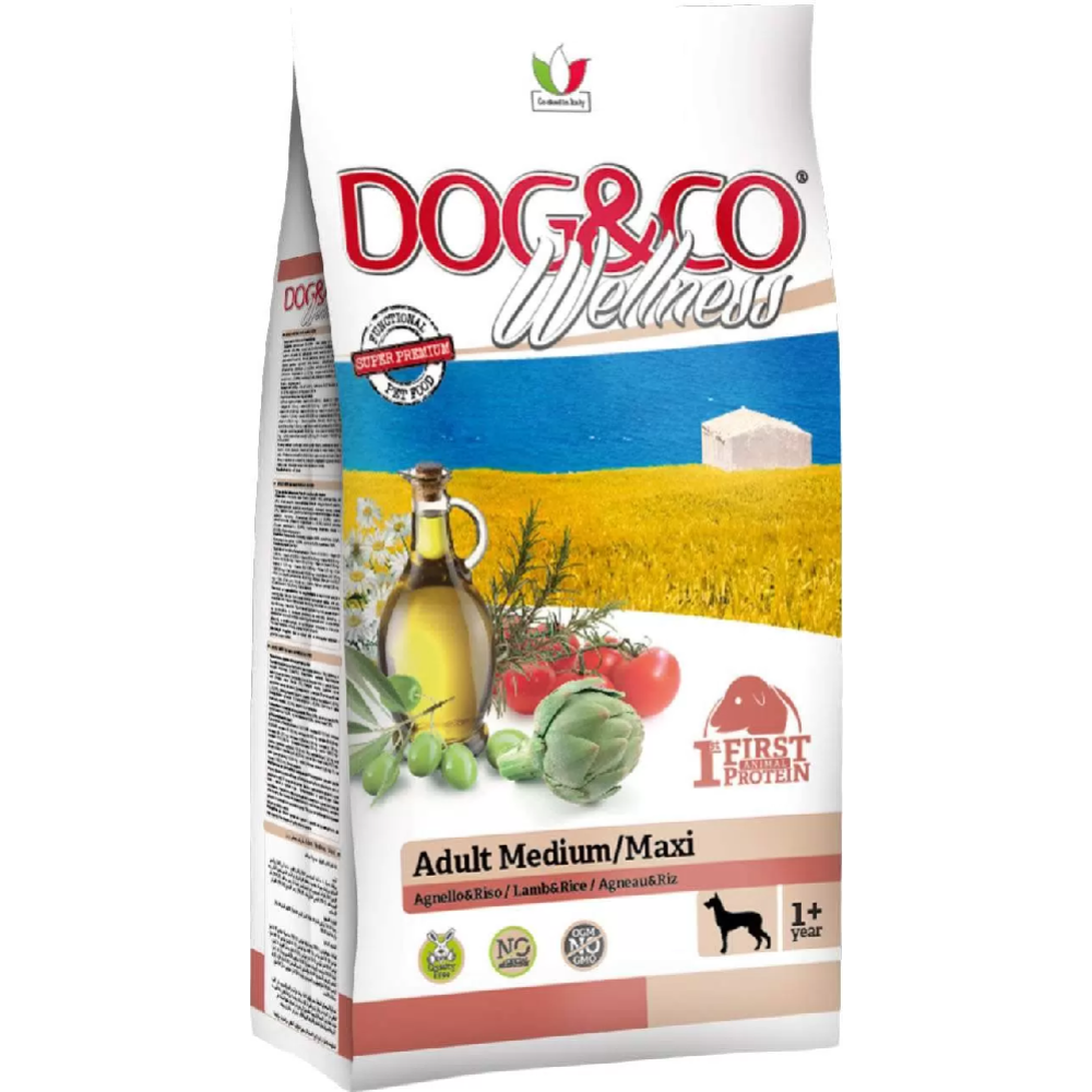 Корм для собак «Adragna» Dog&Co Wellness, Adult Medium/Maxi, 3021/12/DOGWE, ягненок/рис, 12 кг