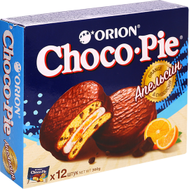 Печенье-бисквит «Choco Pie Orion» апельсин, 12х30 г