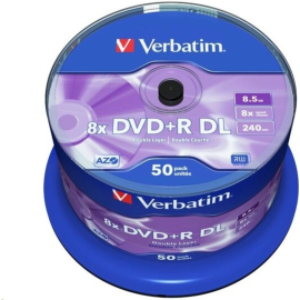 Диск «Verbatim» Double Layer DVD+R 8.5GB 8x Verbatim AZO Matt Silver, 43758, 50 шт