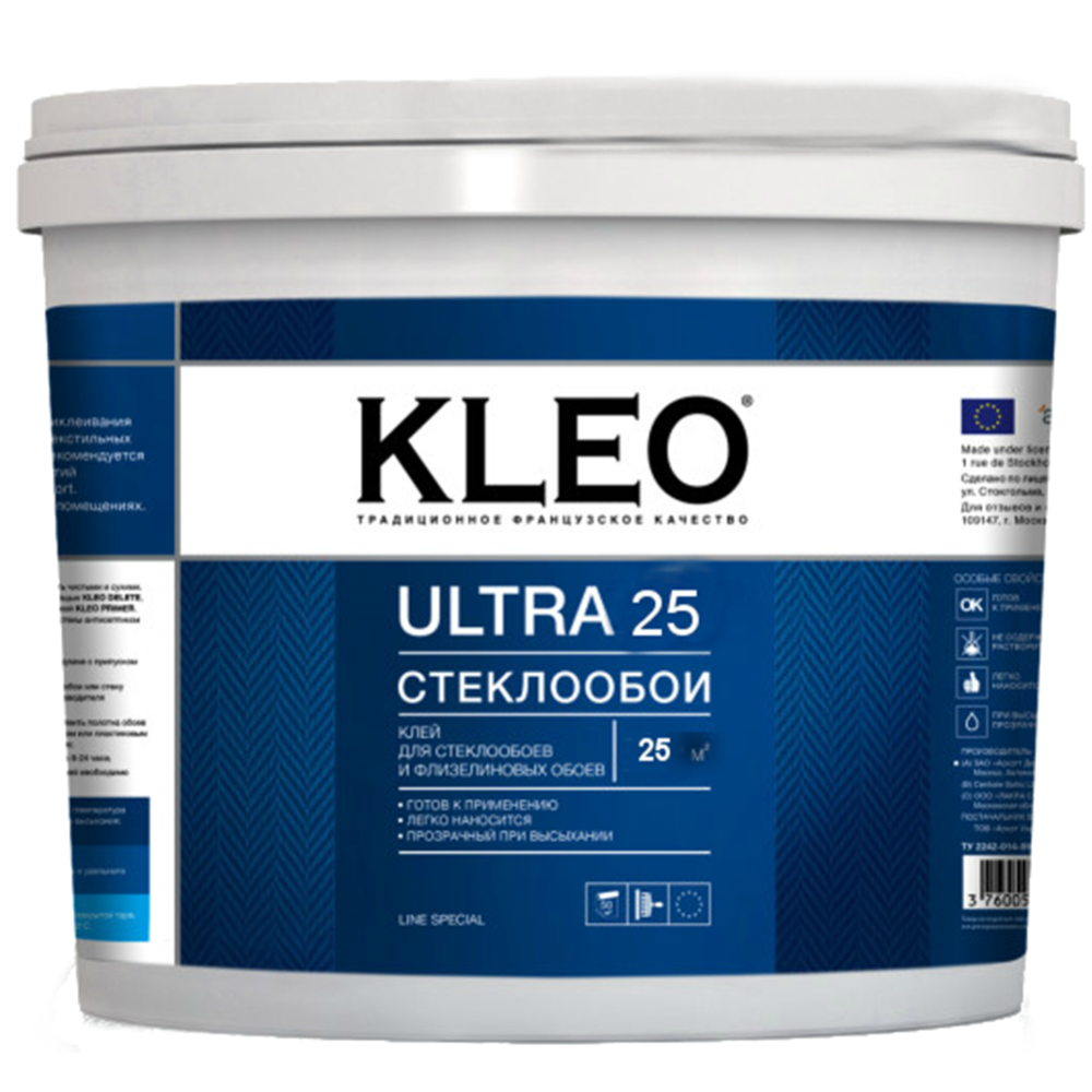 Клей для стеклообоев «Kleo» Ultra, на 25 м2, 5 кг