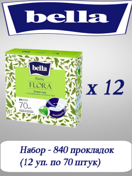 Набор прокладок женских Bella Panty Flora Green Tea (12 упаковок по 70 штук)