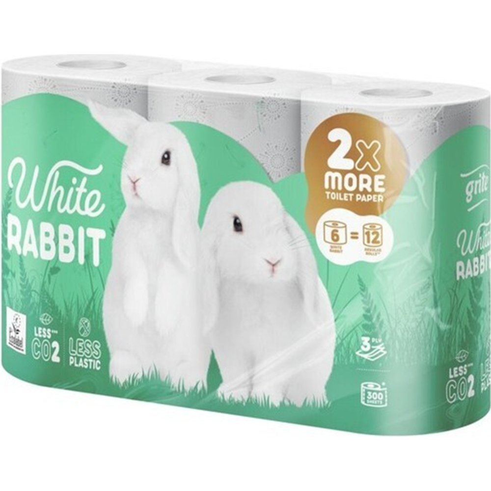 Туалетная бумага «Grite» White Rabbit, 6 рулонов