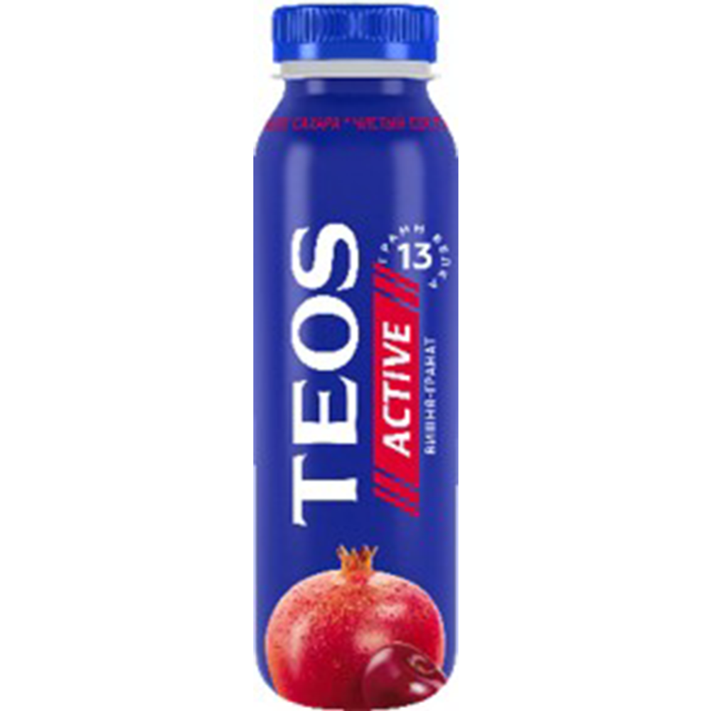 Йогурт питьевой «Teos» Active, вишня-гранат, 1.8%, 260 г #0