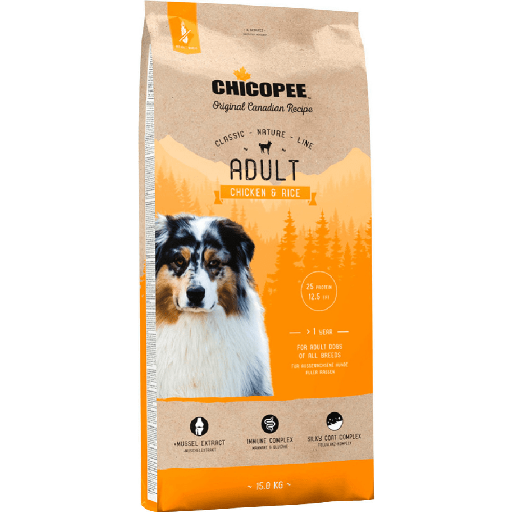 Корм для собак «Chicopee» CNL Adult, 8290015, цыпленок/рис, 15 кг