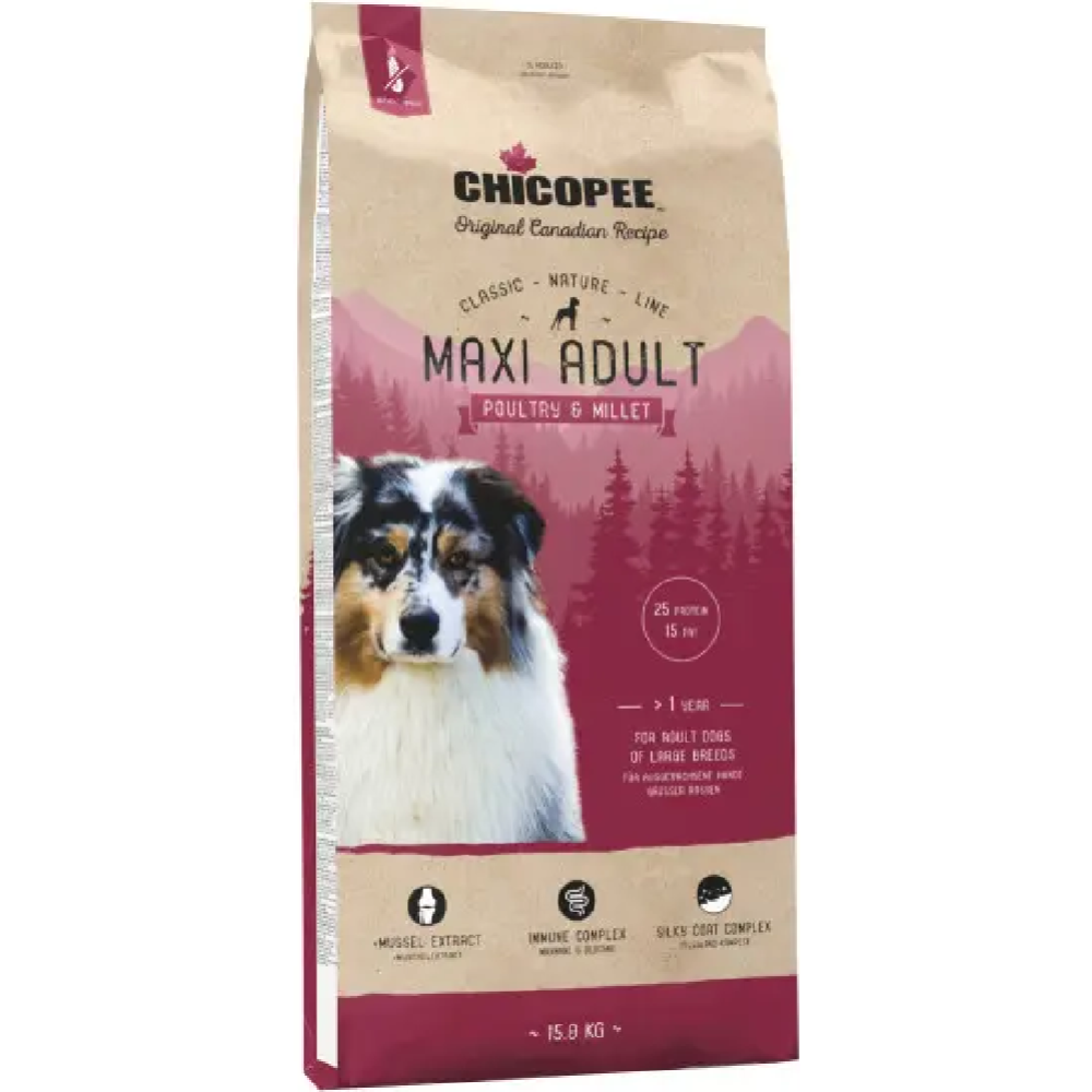 Корм для собак «Chicopee» CNL Maxi Adult, 8295015, птица/просо, 15 кг
