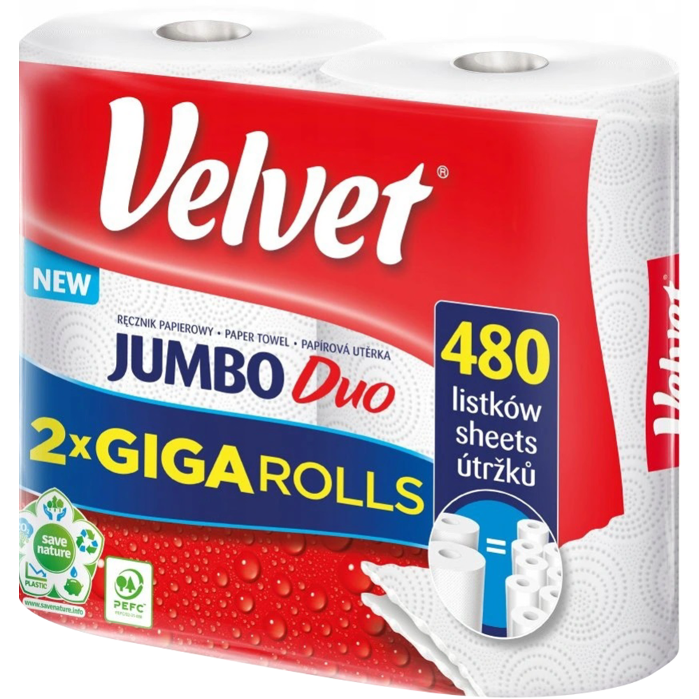 Полотенца бумажные «Velvet» Jumbo Duo, 2 рулона