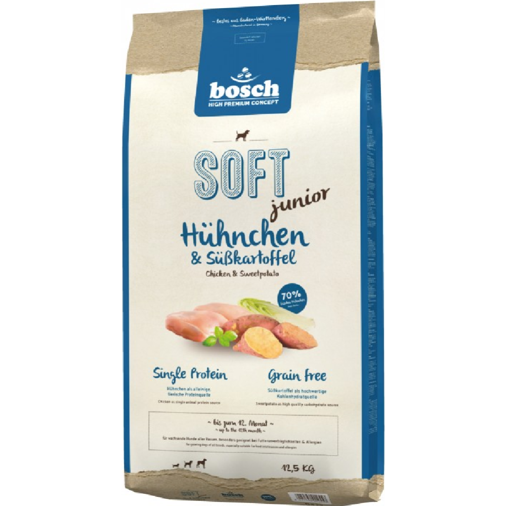Корм для щенков «Bosch» Soft, Junior, 57720125, цыпленок/батат, 12.5 кг