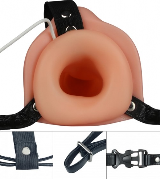 Фаллопротез для двойного проникновения с вибрацией Vibrating Unisex Hollow Strap On