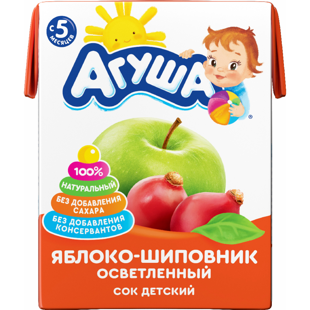 Сок детский «Агуша» яблоко-шиповник, 200 мл