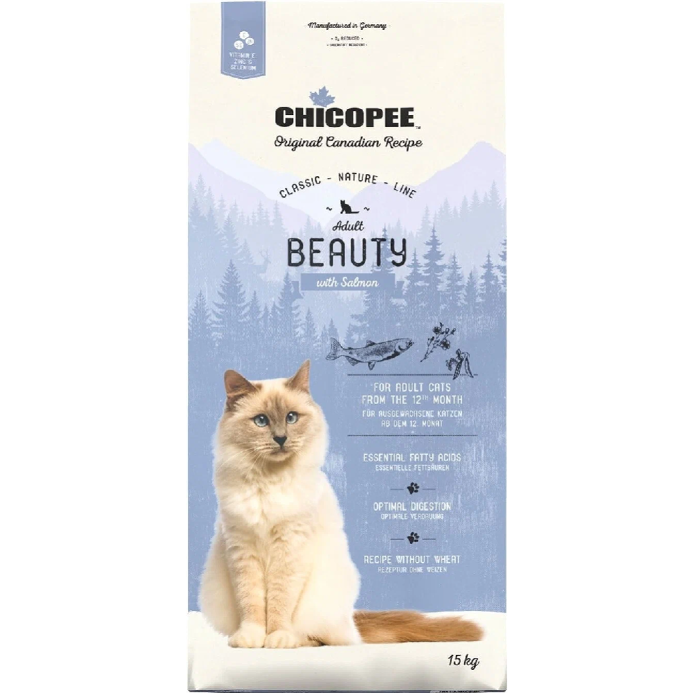 Корм для кошек «Chicopee» CNL Adult Beauty, 5278115, лосось, 15 кг