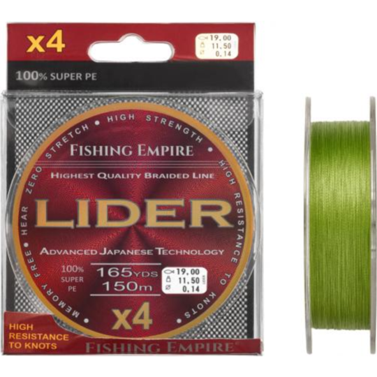 Леска плетеная «Lider» Navy Green X4, 150-250, 150 м, 0.25 мм