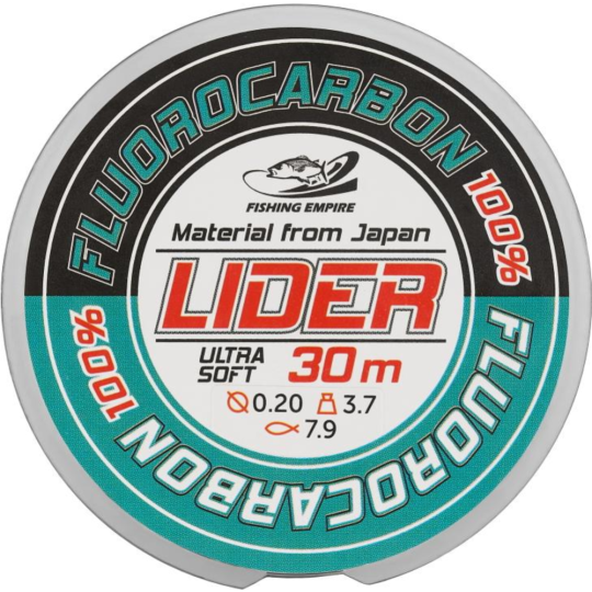 Леска флюорокарбоновая «Lider» Fluorocarbon 100%, FL- 0147, 30 м, 0.47 мм