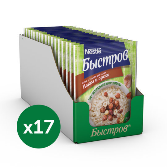 Уп.Каша мультизлаковая «Быстров» 5 злаков, изюм и орехи, 17х40 г