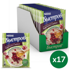 Уп.Каша овсяная «Быстров» брусника с мёдом, 17х40 г