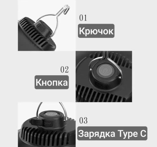 Фонарь кемпинговый ретро-дизайн для рыбалки путешествий подвесной светильник Type C зарядка YYC-2044