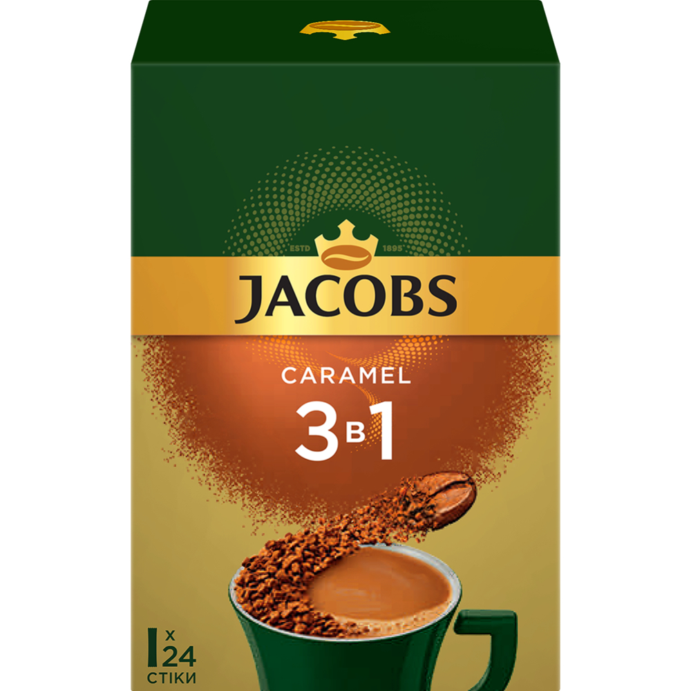 Кофейный напиток растворимый «Jacobs» 3 в 1 со вкусом карамели, 15 г #1