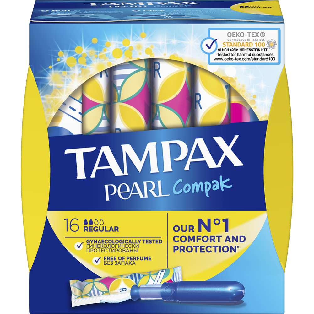 Тампоны женские «Tampax» Compak Pearl, с аппликатором, Regular, 16 шт