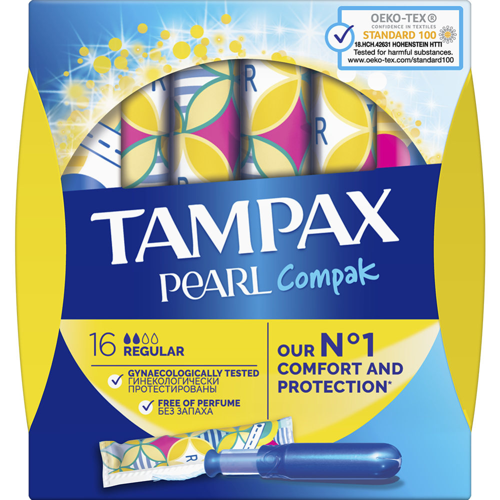 Тампоны женские «Tampax» Compak Pearl, с аппликатором, Regular, 16 шт