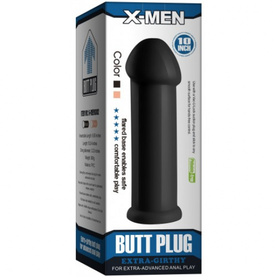 Черный фаллоимитатор с ярко выраженной головкой X-Men Butt Plug 26 см