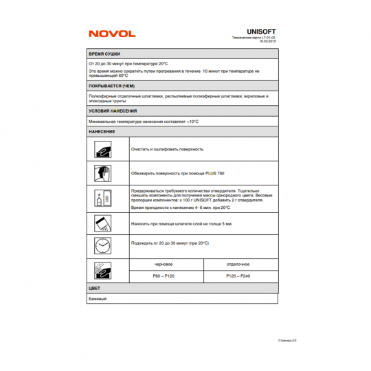 Шпатлевка мягкая NOVOL UNISOFT - 0.25 кг