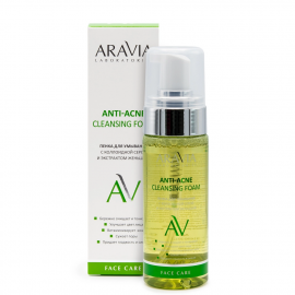 Пенка для умывания с коллоидной серой и экстрактом женьшеня Anti-Acne Cleansing Foam ARAVIA Laboratories, 150 мл