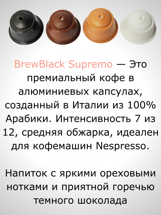 Кофе в капсулах Nespresso Brew Black Supremo 100% арабика / 10 шт.