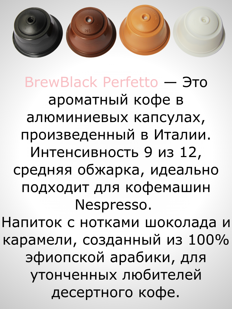 Кофе в капсулах Nespresso Brew Black Perfetto 100% арабика 2 пачки / 20 шт.