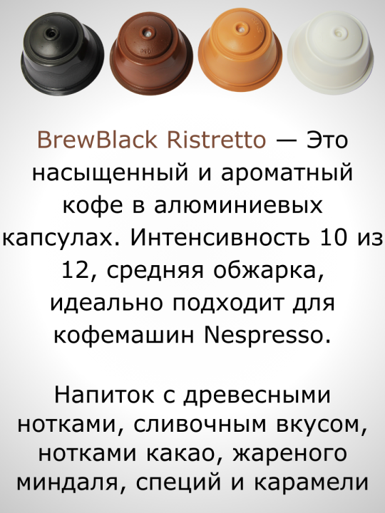 Кофе в капсулах Nespresso Brew Black Ristretto 2 пачки / 20 шт.