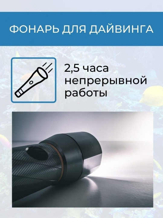 Фонарь «Титан 5» для дайвинга, 10 Вт CREE 800 лм, 1х18650 3.7 В 2600 мА*ч, IPX8, до 100 м,TDM SQ0350-0065