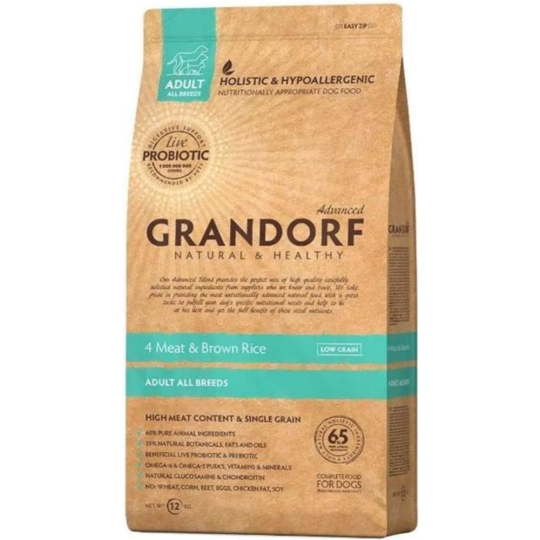 Корм для собак «Grandorf» 4 Meat&Rice Probiotic All Breeds, с пробиотиками, 12 кг