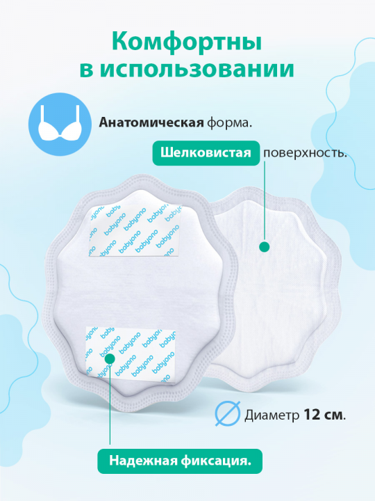 Вкладыши для груди одноразовые BabyOno, 24 шт., белые (арт. 298/01)