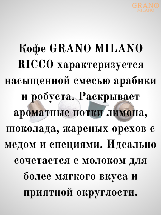 Кофе в капсулах Nespresso Grano Milano Ricco 2 пачки / 20 шт.