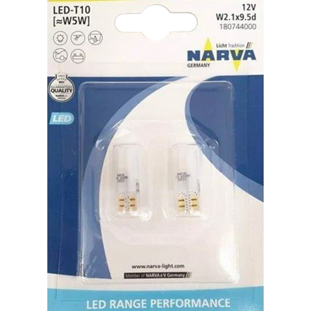 Автолампа «Narva» W5W LED белый, RPE BL, 2 шт