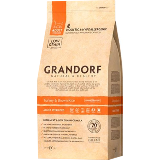 Корм для кошек «Grandorf» Turkey&Rice Sterilised, монобелковый, 2 кг